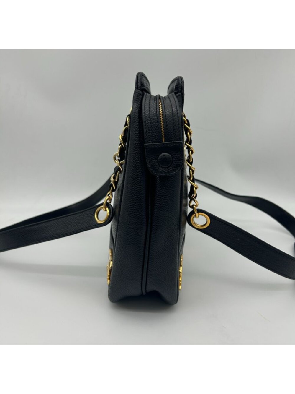 Chanel Triple Coco Chain Tote Shoulder Bag Caviar Leather Black - Picture 4 of 15
